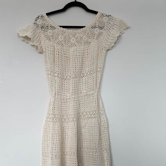 Stunning Vintage Cotton Crochet Midi Dress - Picture 14 of 16
